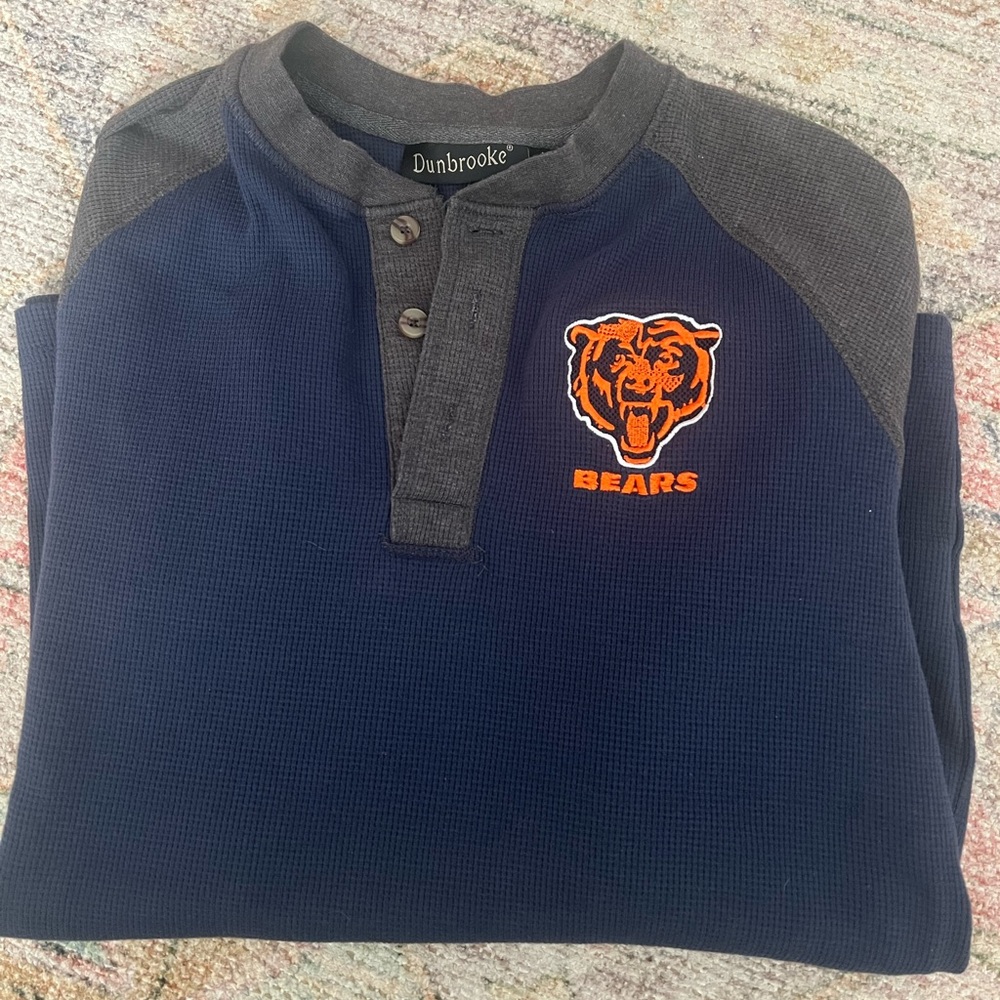 Chicago Bears Waffle Knit Raglan Long Sleeve Henley Shirt